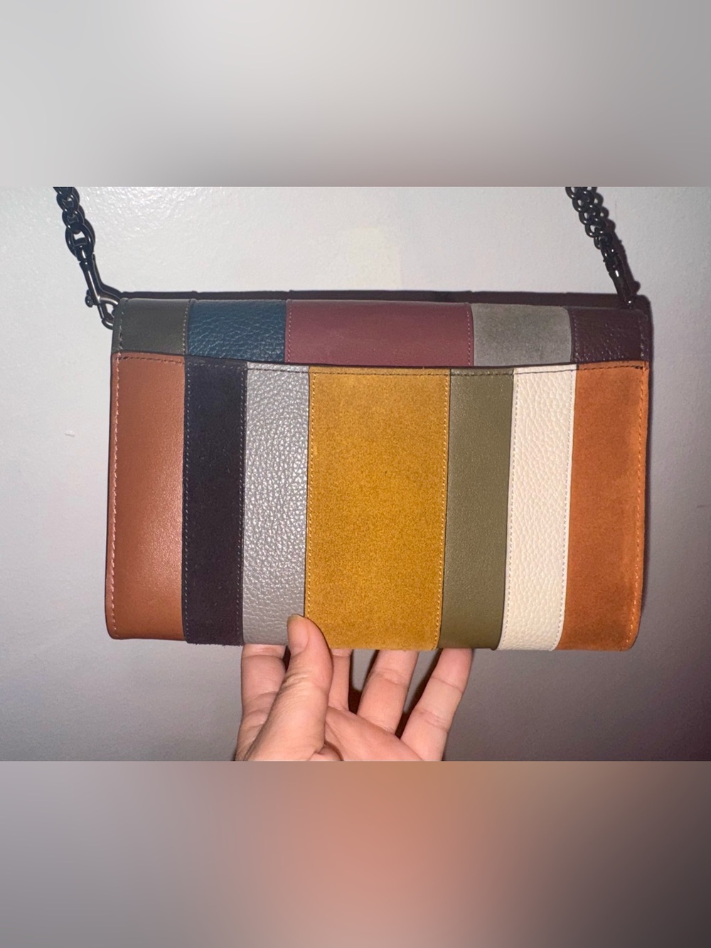 Coach Marlow Turnlock Chain Crossbody with Patchwork Stripes(Style 78061) Rare - Picture 2 of 6